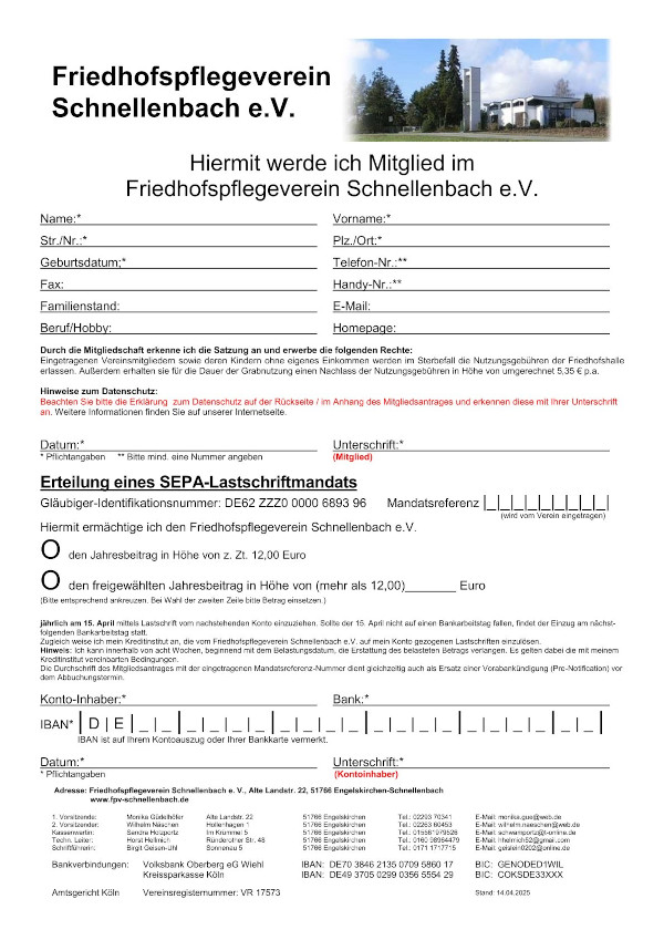 FPV Mitgliedsantrag National mit Datenschutzerklarung page 1